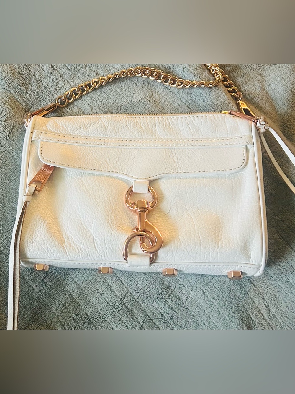 Rebecca Minkoff mini MAC White Leather Crossbody Bag with Gold Hardware